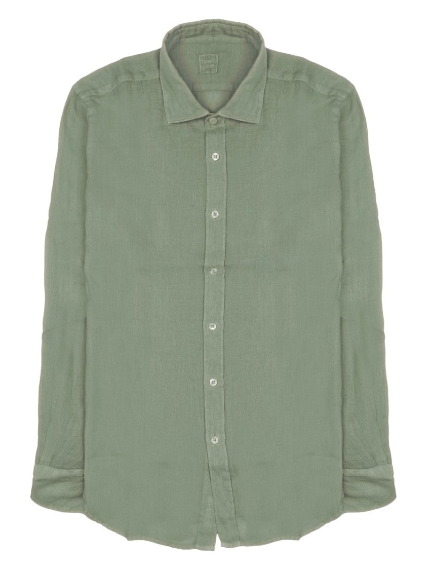 120% Lino Relaxed Linen Button-Down Casual Shirt