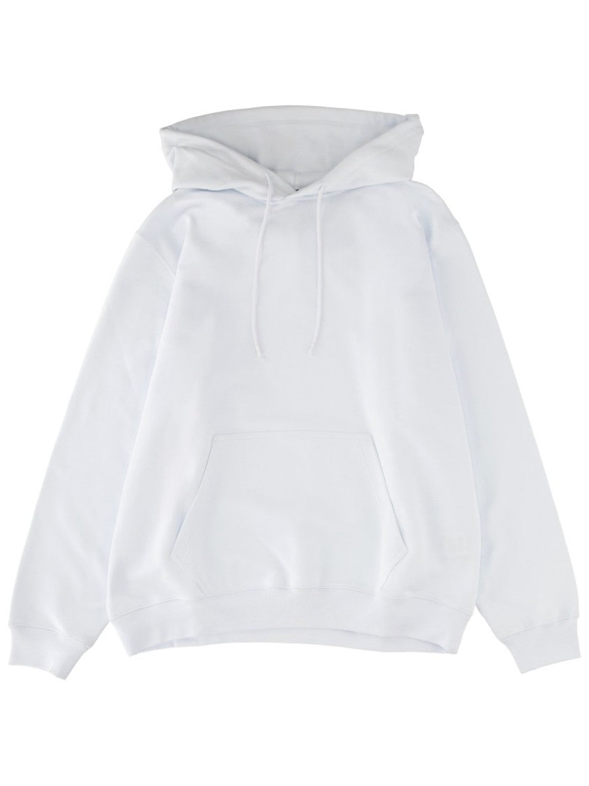 Msgm White Kangaroo Pocket Drawstring Hoodie