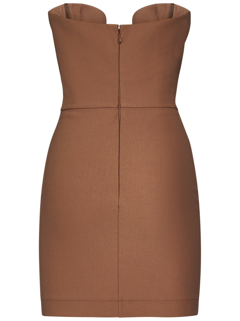 Nensi Dojaka Sweetheart Neckline Bodice Brown Dress