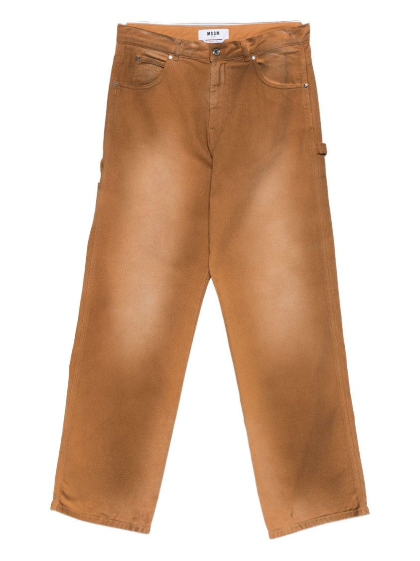 Msgm Relaxed Fit Beige Trousers