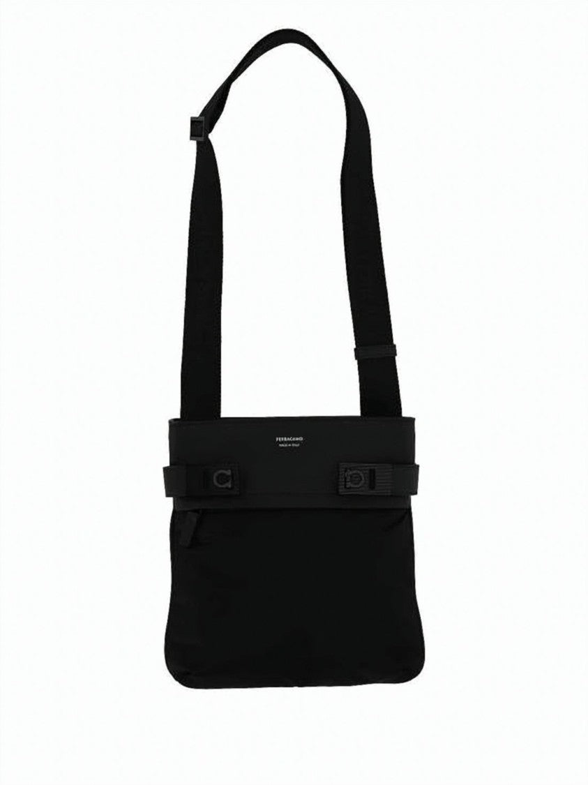 Salvatore Ferragamo Black Minimalist Rectangular Calf Leather Crossbody Bag