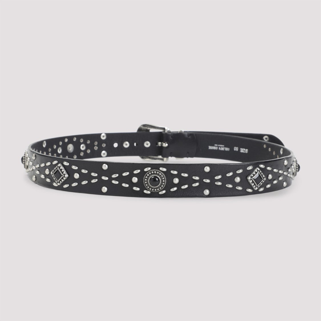 Golden Goose Black Leather Belt With Silver-Tone Studs And Vintage Buckle