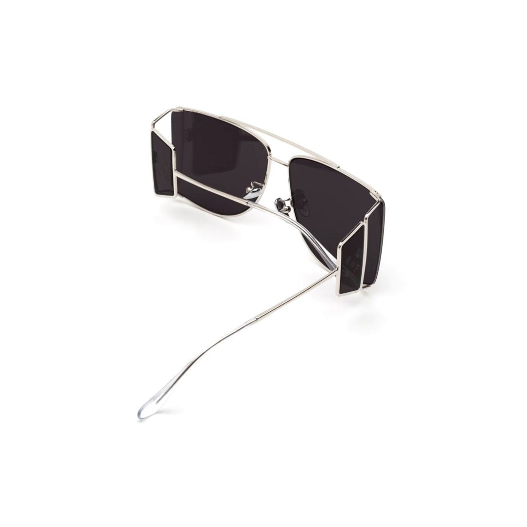 Retrosuperfuture Black Autore Geometric Silver Metal Sunglasses