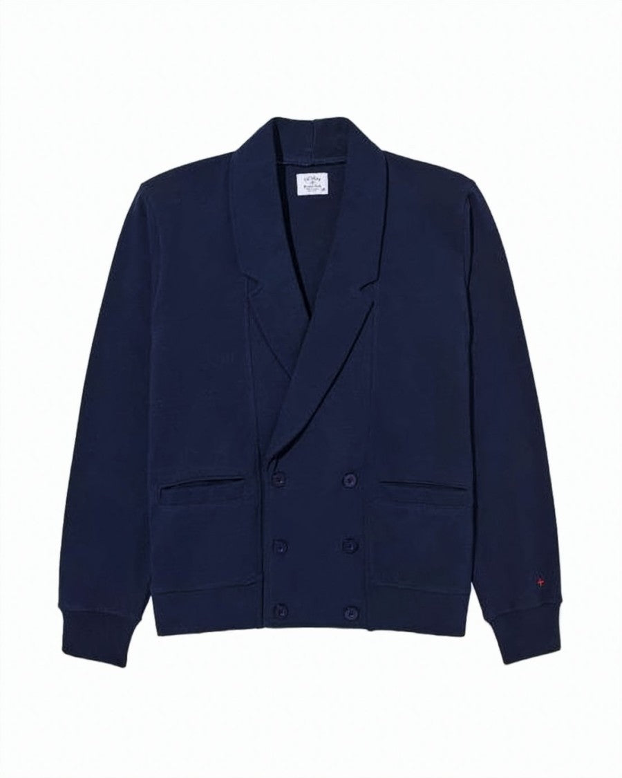 A.P.C. Double-Breasted Navy Cardigan With Shawl Collar