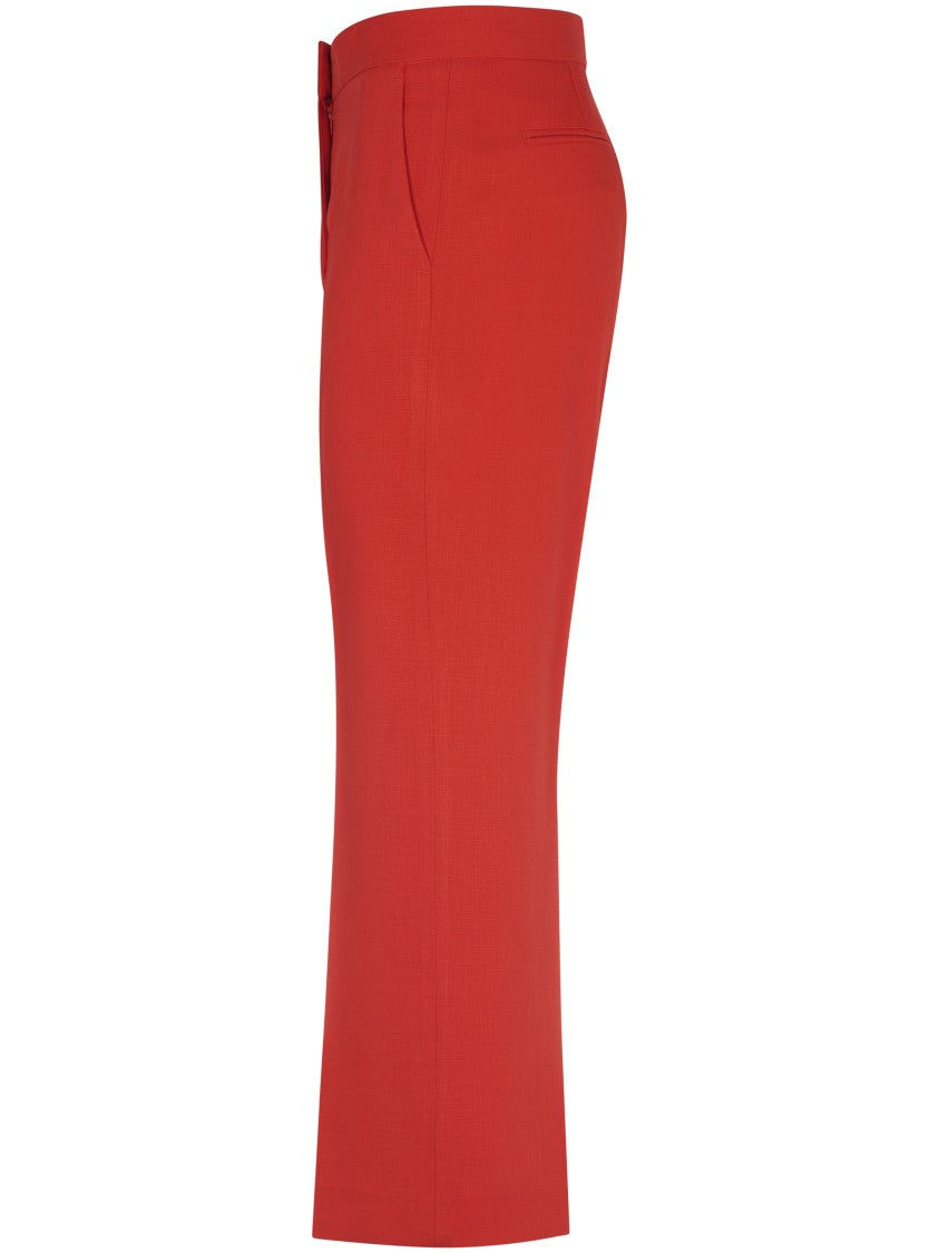 Msgm Tailored Red Trousers With Structured Waistband