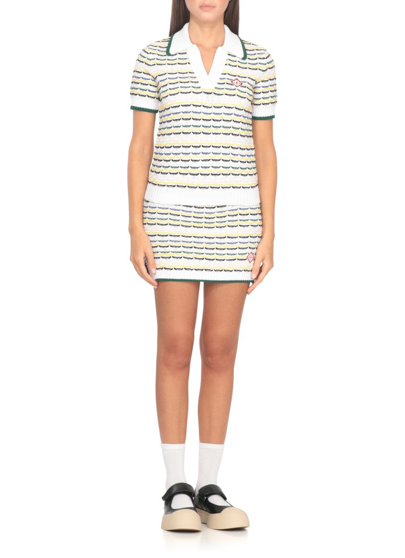 Casablanca V-Neck Cotton Polo Shirt