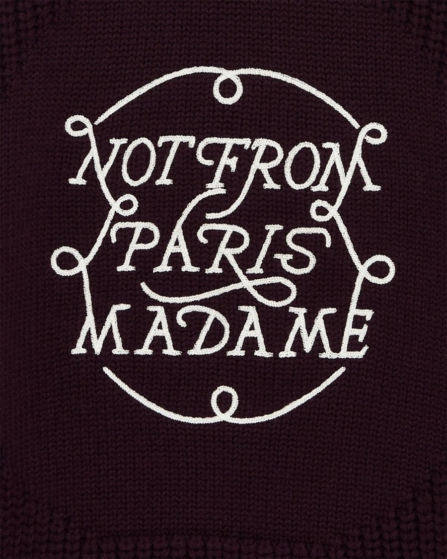 Drôle De Monsieur Wine Slogan Tresse Merino Wool Sweater