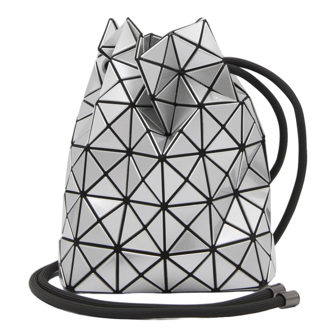 Bao Bao Issey Miyake Geometric Silver Bag With Drawstring Closure