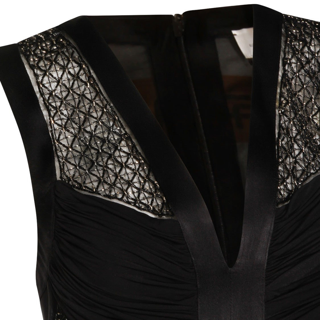 Elisabetta Franchi Long Black Dress With Intricate Lace And Transparent Details