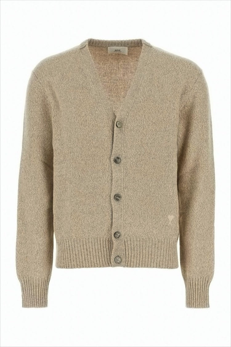 Ami Paris Cropped Cashmere And Wool Blend Cardigan