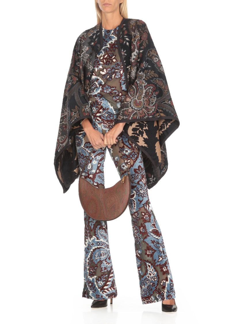 Etro Crescent-Shaped Brown Paisley Jacquard Etro Handbag