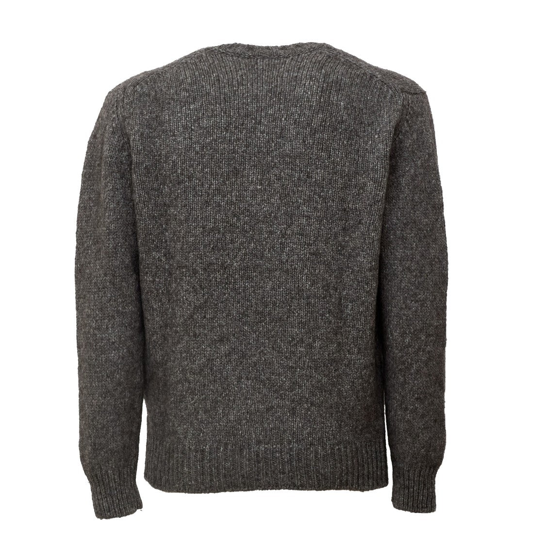 Fedeli Long-Sleeve Grey Crew Neck Sweater With Ribbed Detailing