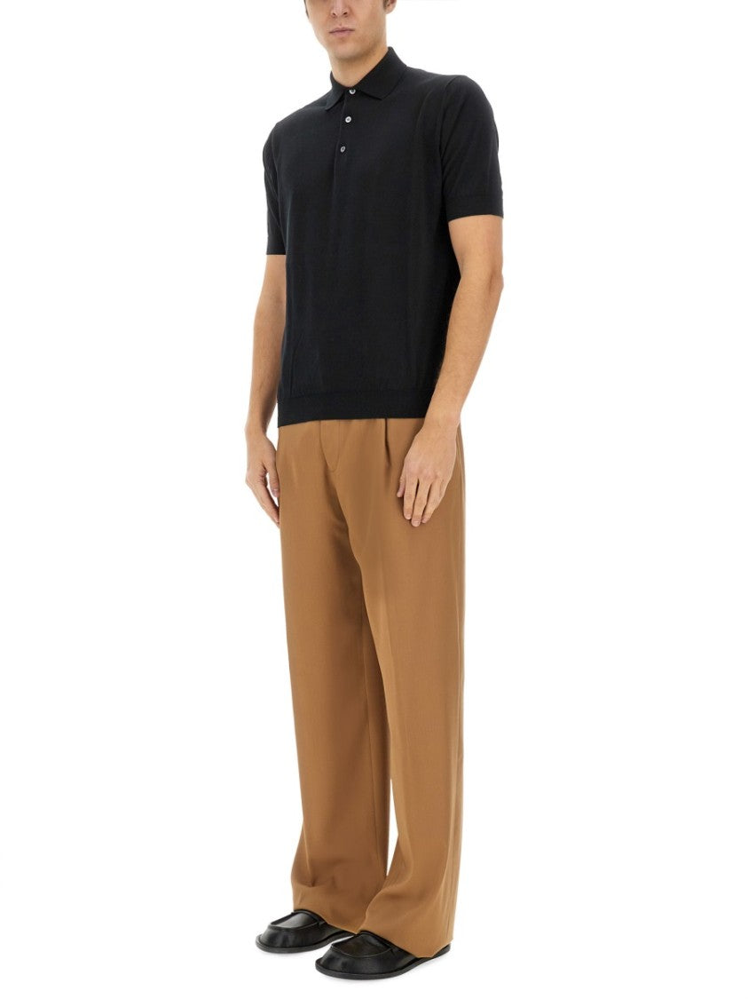 Lardini High-Waisted Brown Virgin Wool Pants