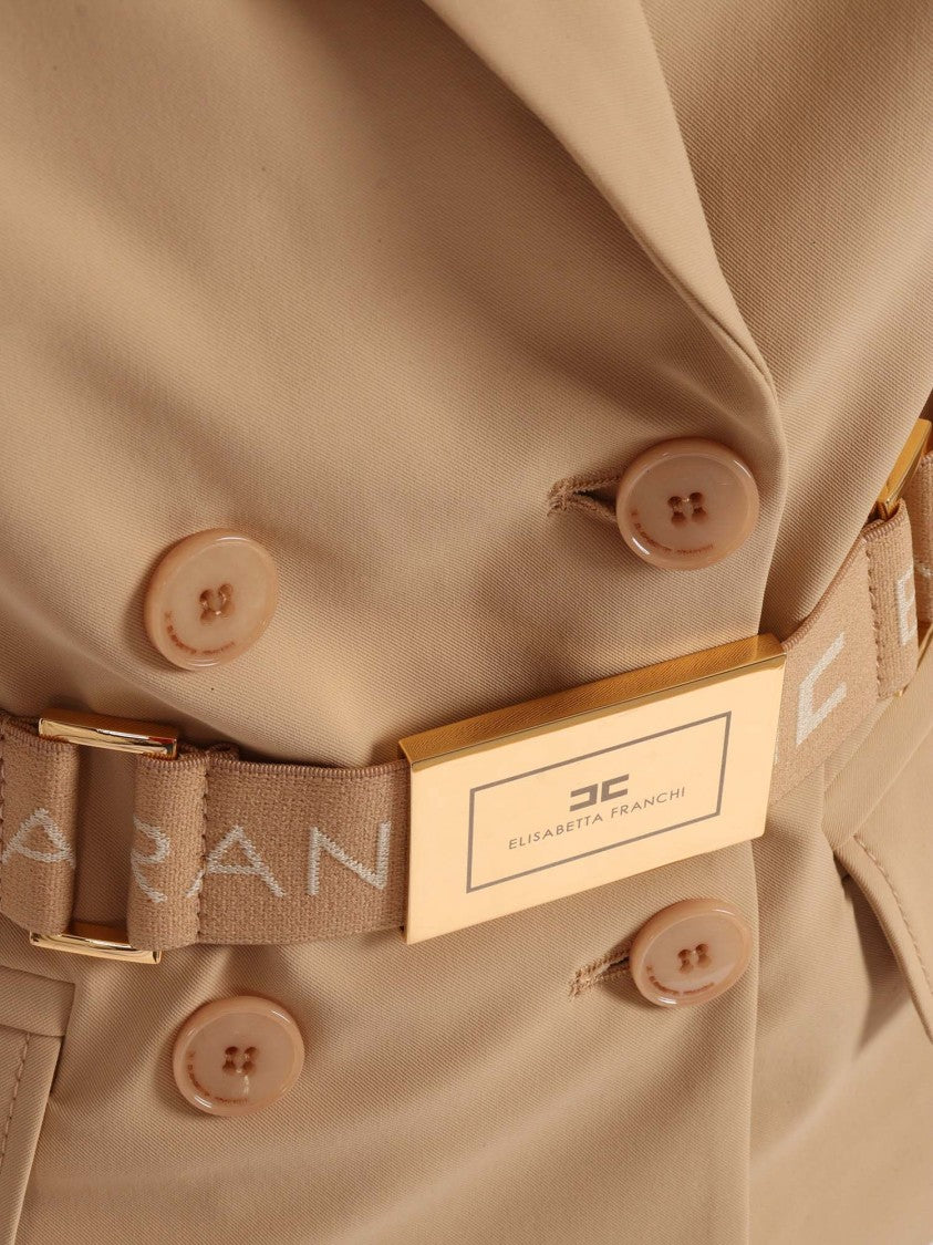 Elisabetta Franchi Double Breasted Belted Tailored Blazer