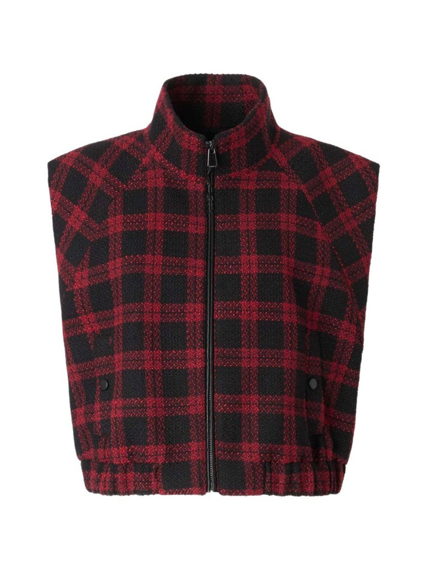 Pinko Cropped Checkered High Collar Jacket