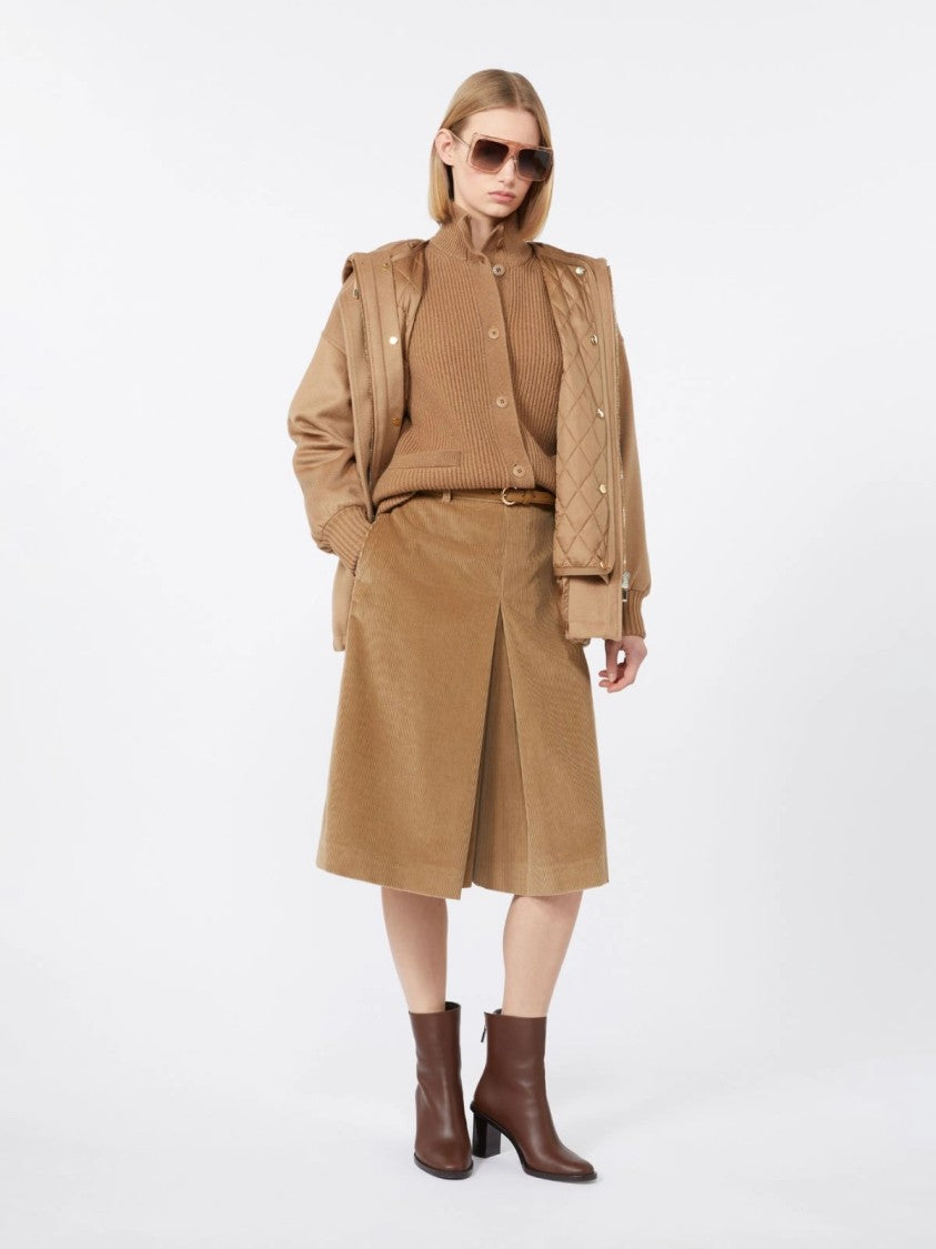 Max Mara Ribbed Knit Cardigan With High Collar
