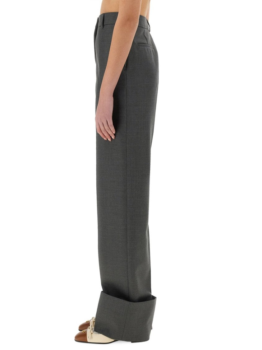 Valentino Straight Wide-Leg Virgin Wool Pants