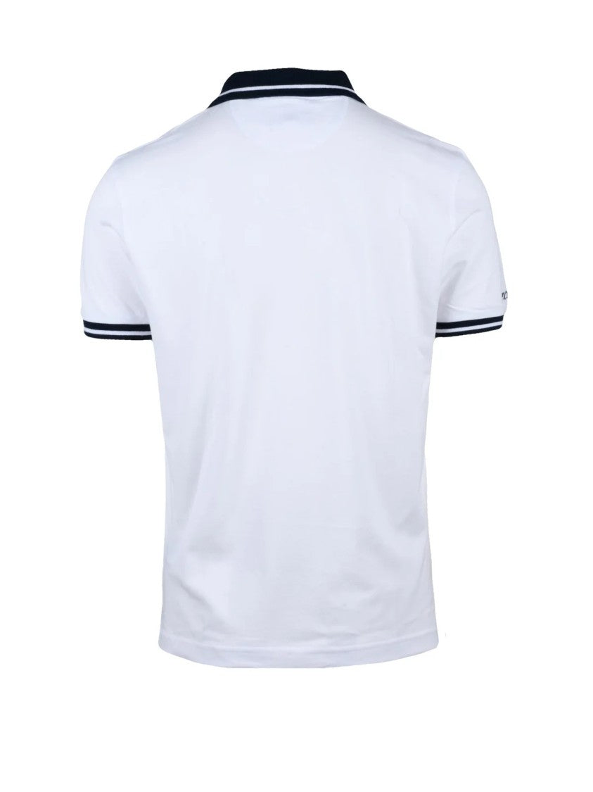 La Martina White Blue Cotton Polo