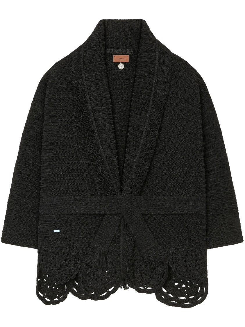 Alanui Island Memories Scalloped Fringe Knit Cardigan