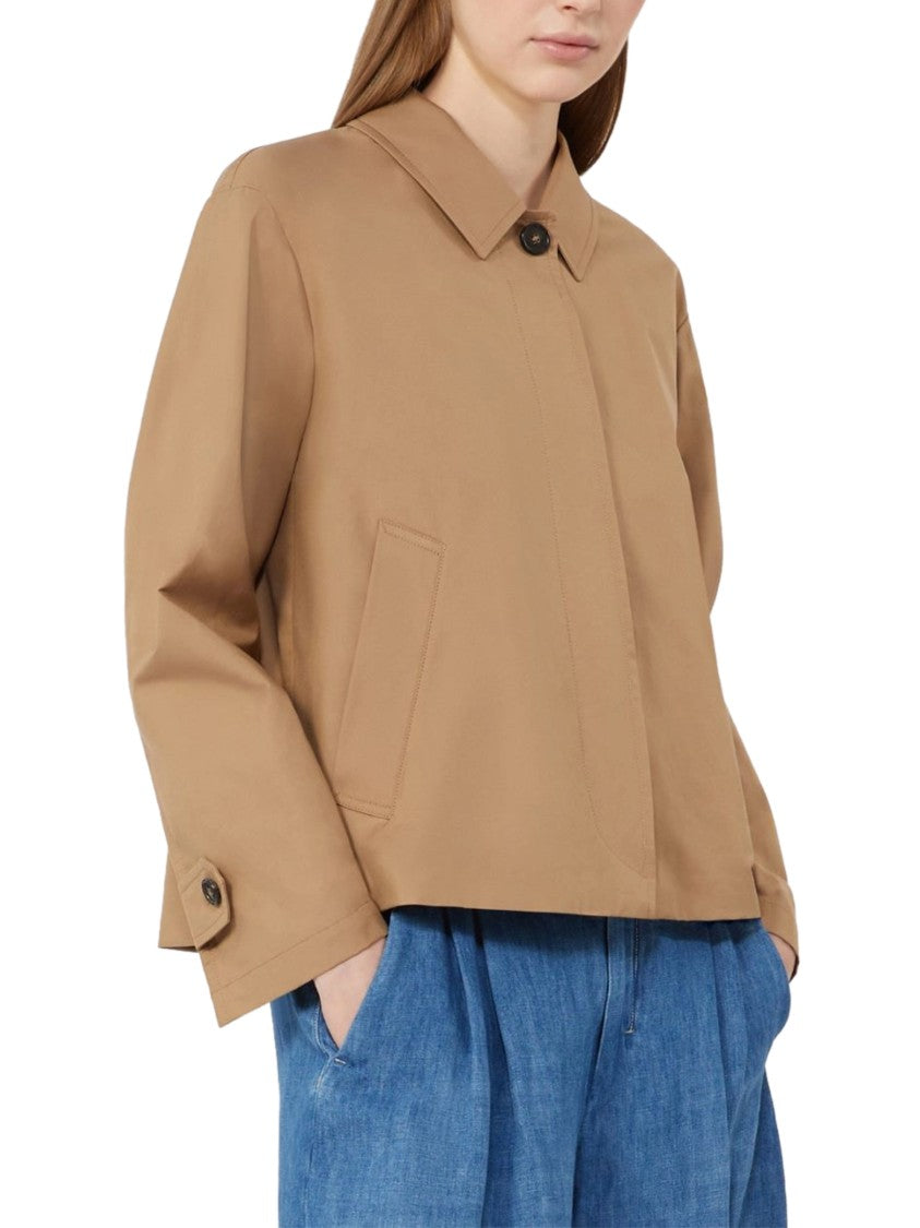 Max Mara Cropped Boxy Camel Jacket With Classic Collar
