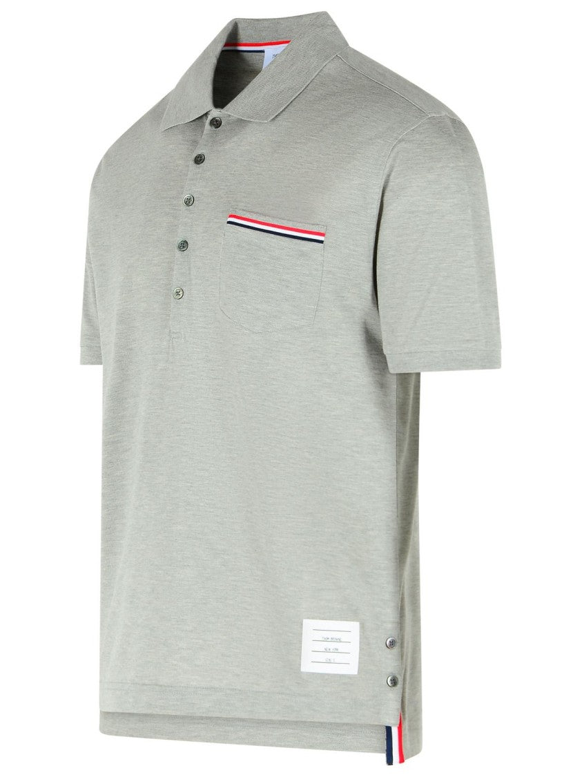 Thom Browne Cotton Polo Shirt With Tricolor Accents
