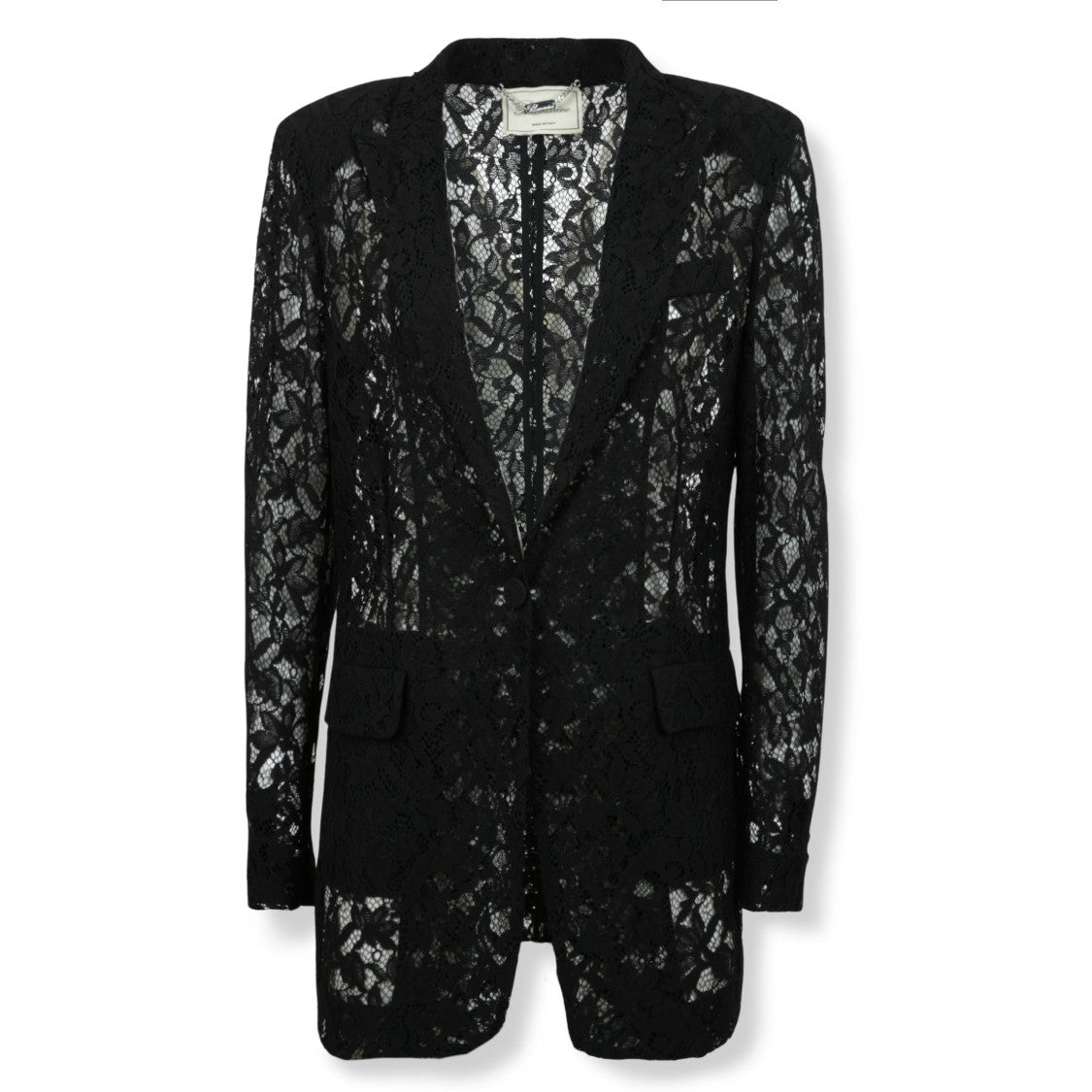 Blumarine Floral Lace Semi-Sheer Giacca With Notched Lapel