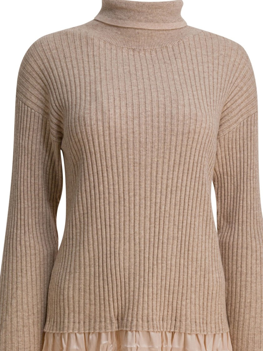 Max&Moi White Wool-Cashmere Blend Midi Dress