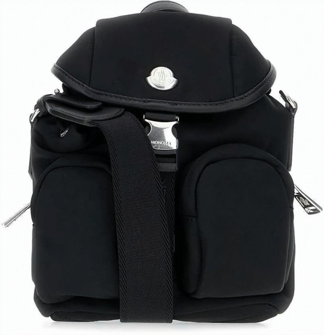 Moncler Structured Black Crossbody Bag With Adjustable Strap And Zippered Pockets