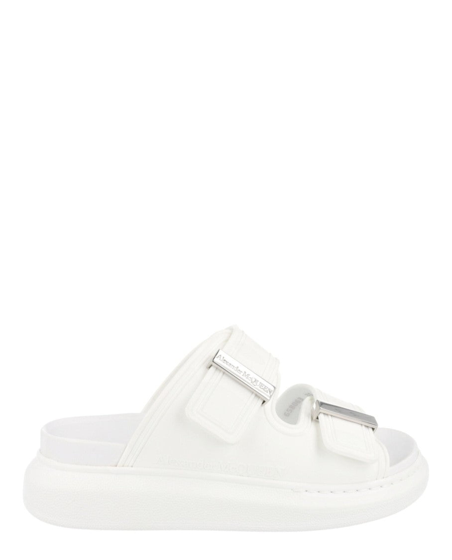 Alexander Mcqueen Stylish Dual Vamp Slides With Engraved Hardware