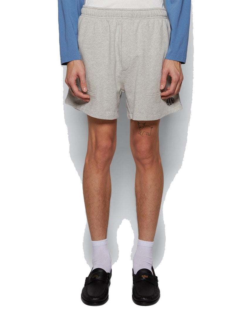 Bode Crew Side Stripe Sweat Shorts Heather Grey