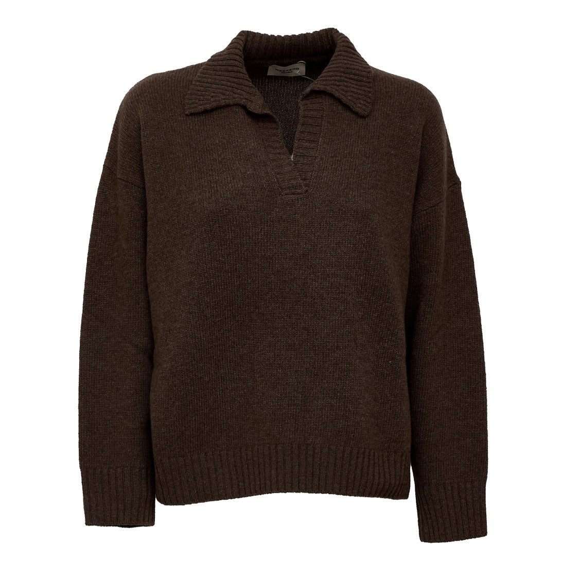 Max Mara Boxy Open Polo Collar Wool Sweater