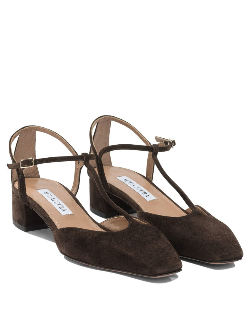 Aquazzura Tapered Toe Slingback Pumps With T-Strap Design