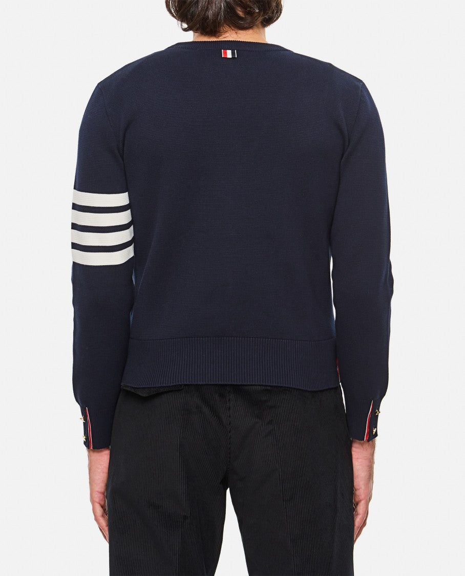 Thom Browne Blue Crew Neck Pullover Bar