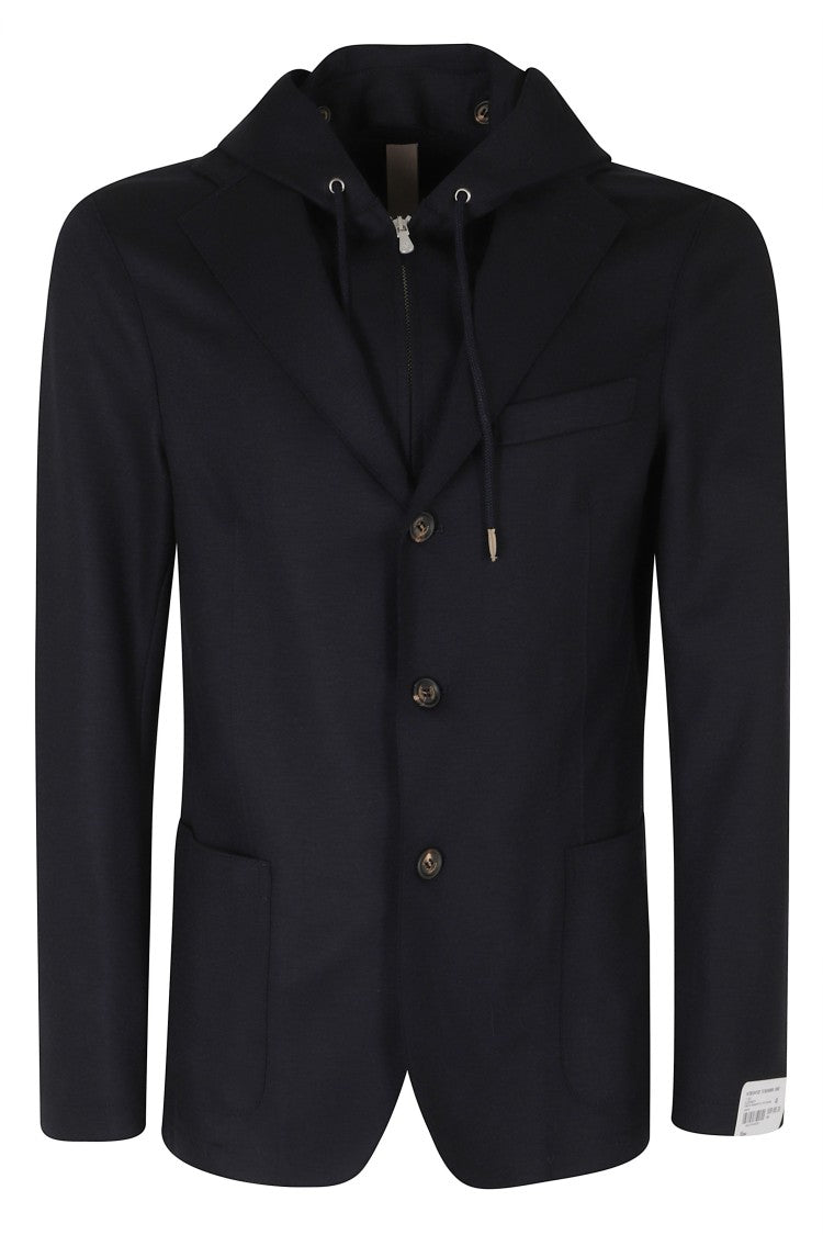 Eleventy Blue Single-Breasted Wool-Blend Jacket