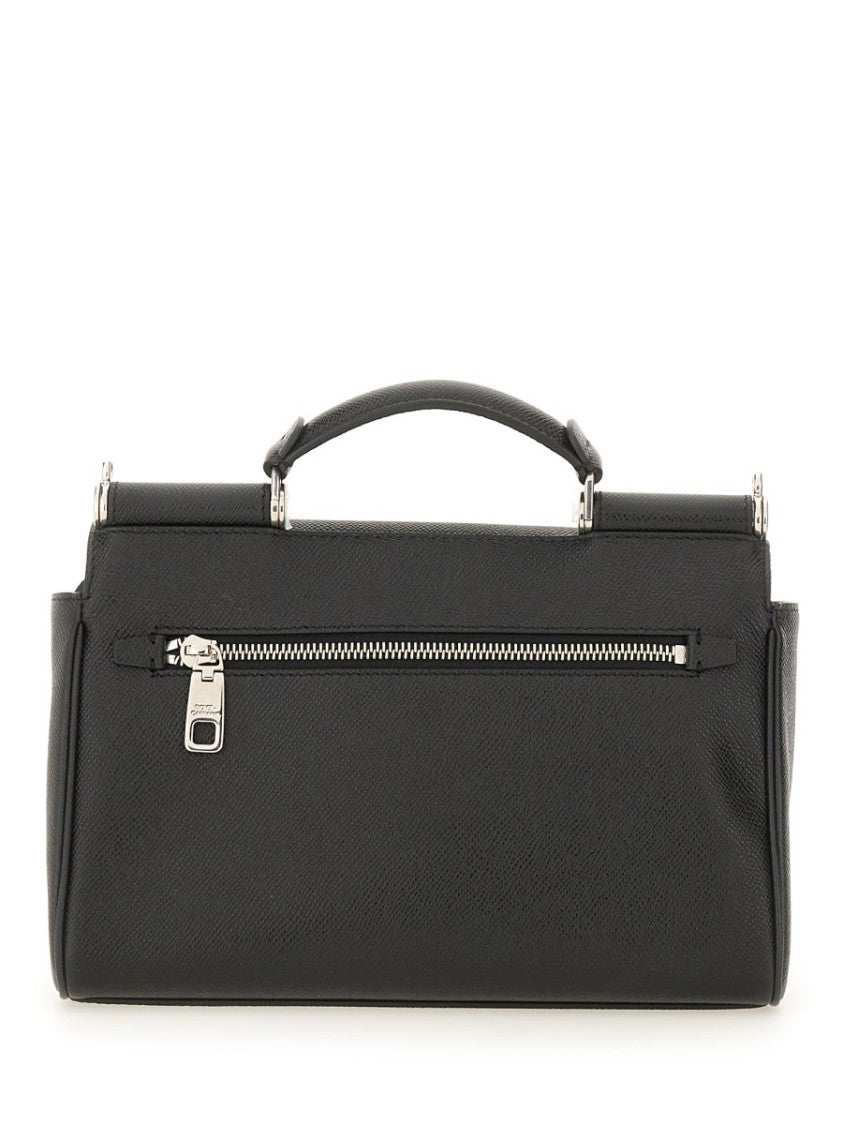 Dolce & Gabbana Textured Leather Briefcase With Detachable Shoulder Strap