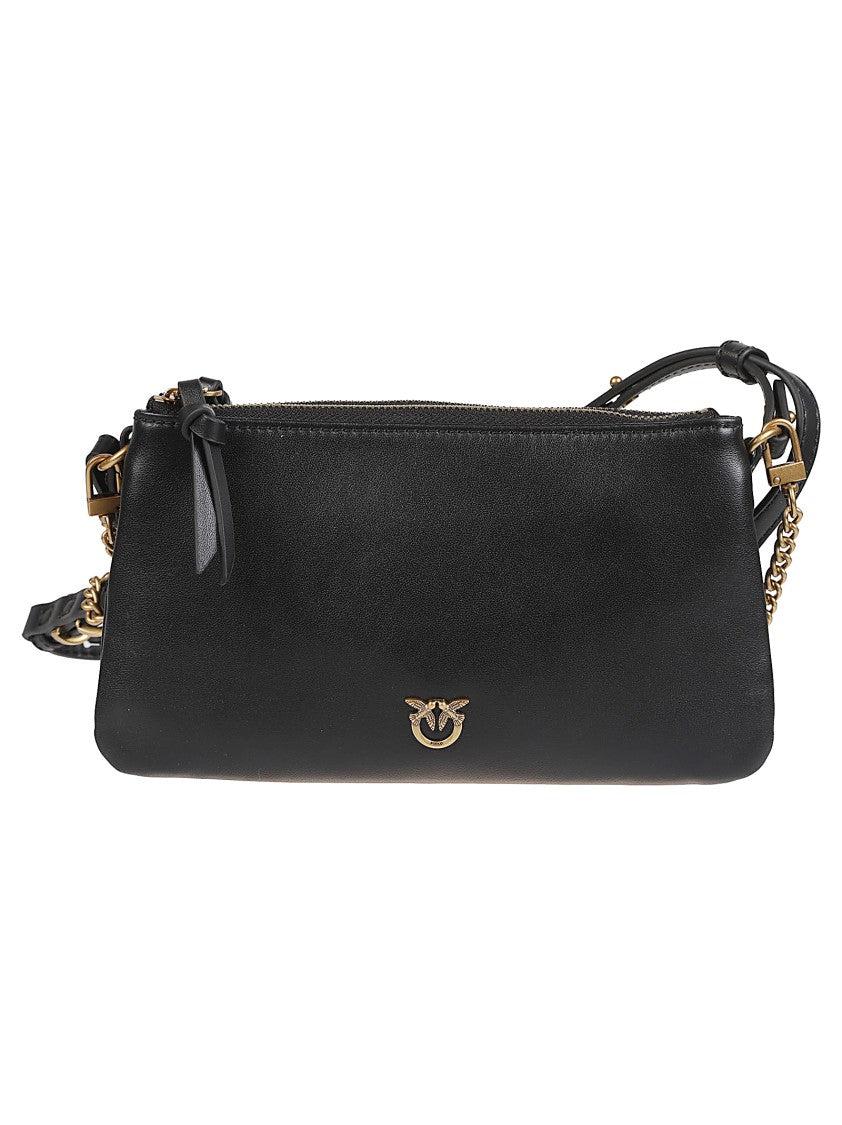 Pinko Double Mini Rectangular Calf Leather Shoulder Bag