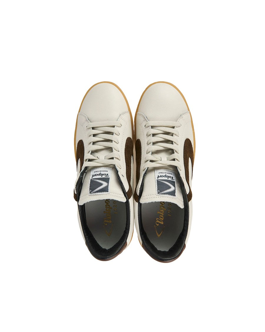 Valsport Low-Top Leather Sneakers With Suede Accents And Honey Sole