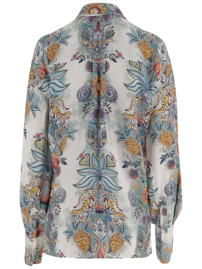 Just Cavalli Viscose Shirt With Intricate Botanical Print