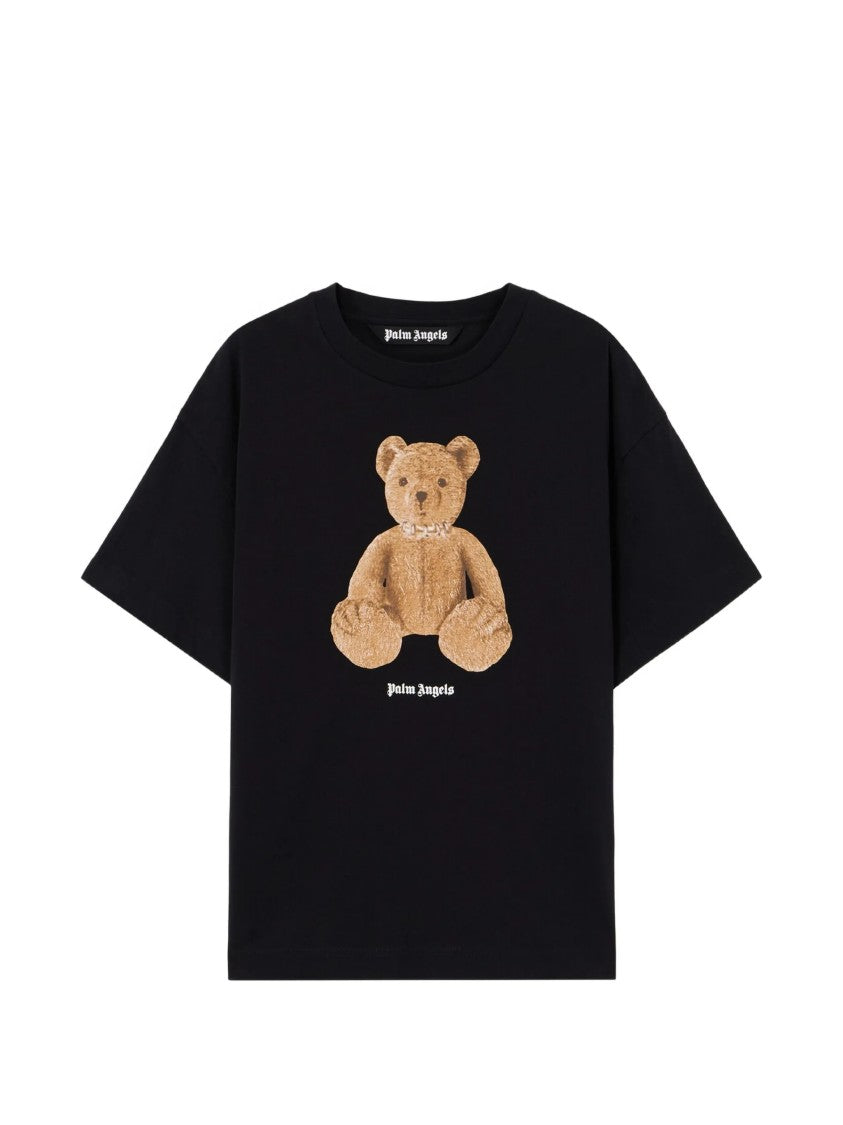Palm Angels Black Bear Regular Graphic Cotton T-Shirt