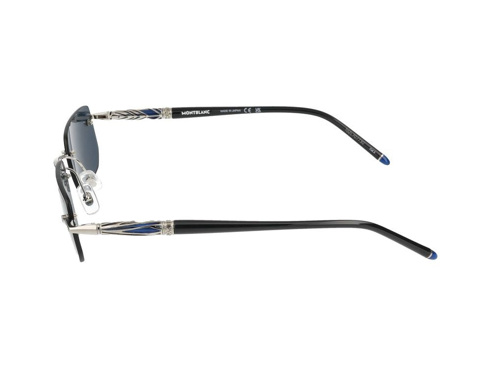 Montblanc Silver Rimless Rectangular Metal Sunglasses