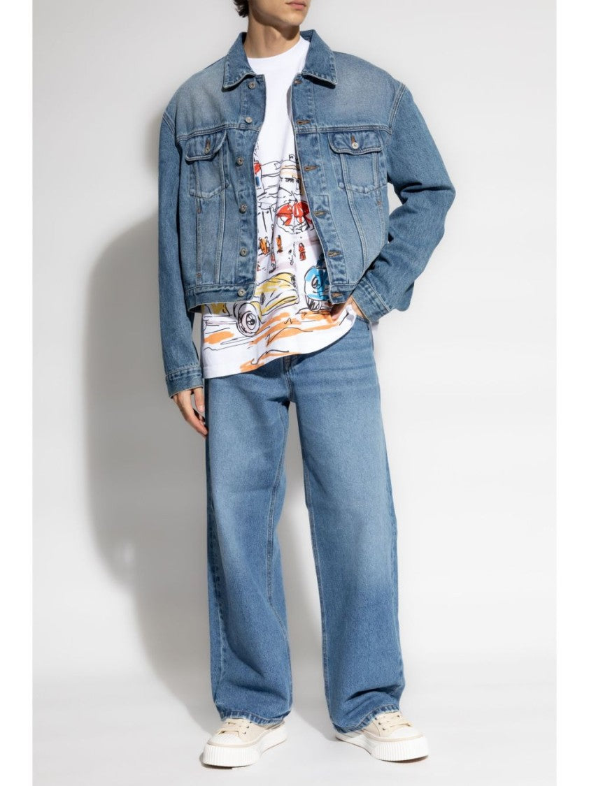Jacquemus Medium Blue Washed Denim Flap Jacket