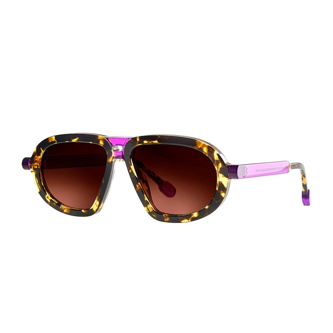 Theo Eyewear Yellow Leopard Lolly Acetate Pilot Sunglasses