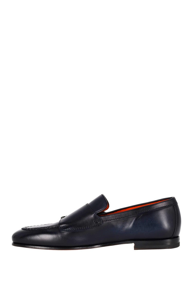 Santoni Double-Buckle Leather Shoes Goodyear Construction