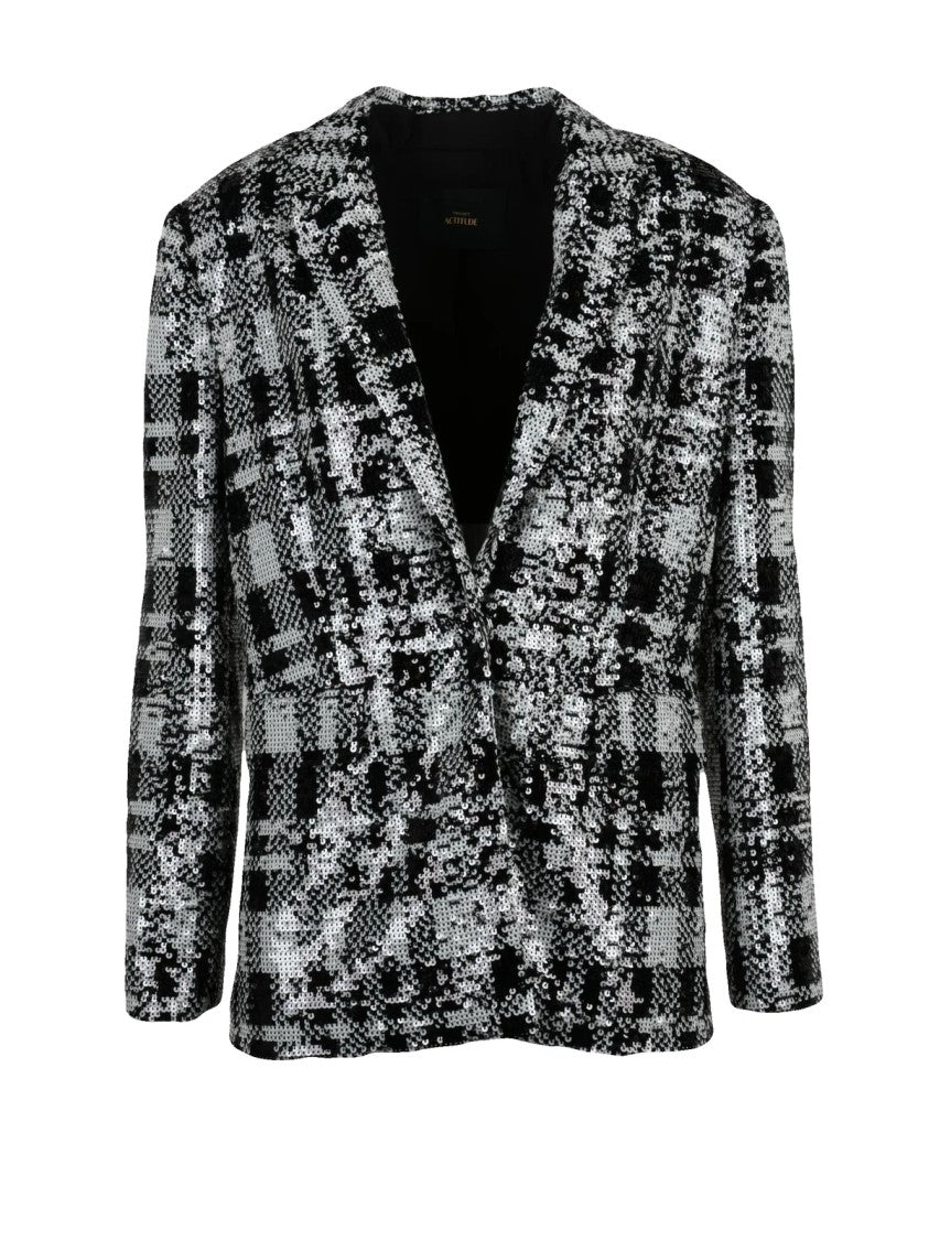 Twinset Actitude Black/White Sequin Snap Jacket