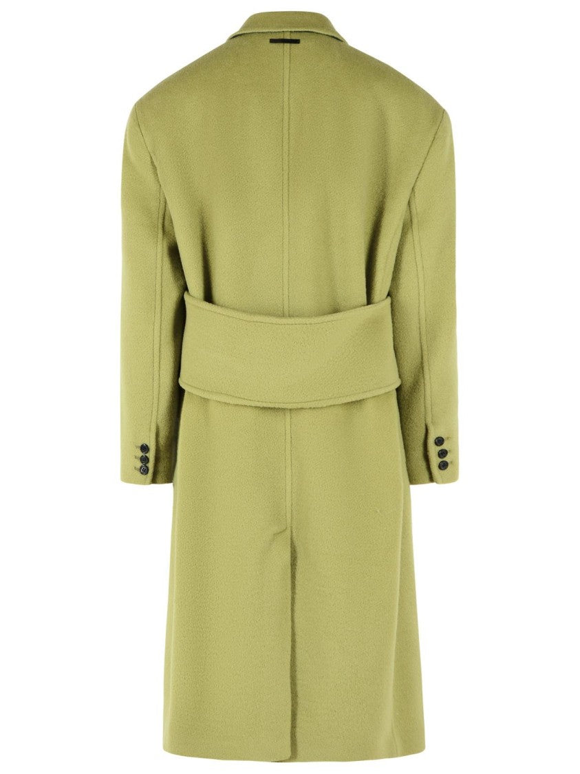 Marni Loose Fit Green Wool Coat With Peak Lapels