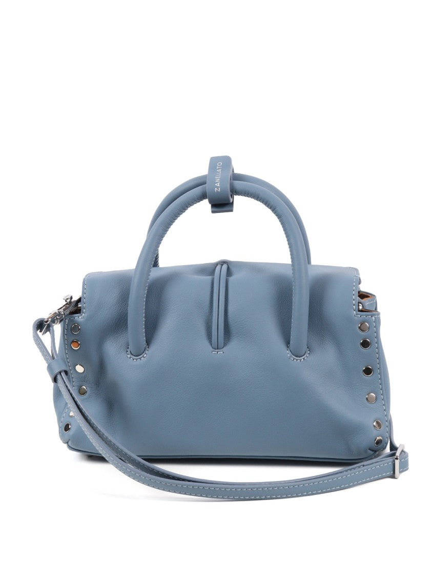 Zanellato Srl Blue Zelante Saeta Smooth Leather Shoulder Bag