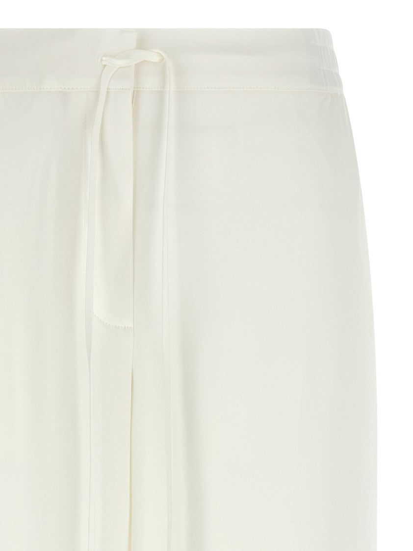 Totême Wide-Leg Cropped Satin Trousers With Pleated Detail
