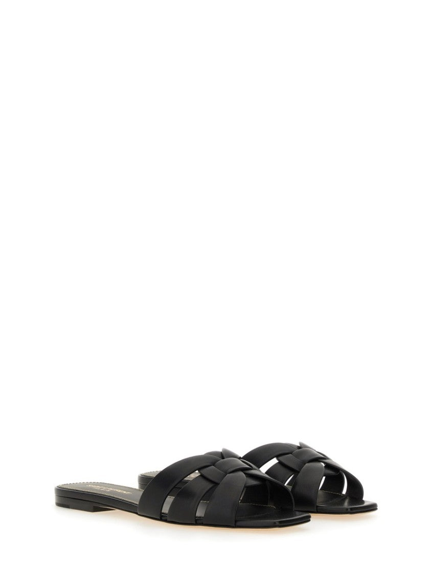 Saint Laurent Tribute Woven Leather Mules