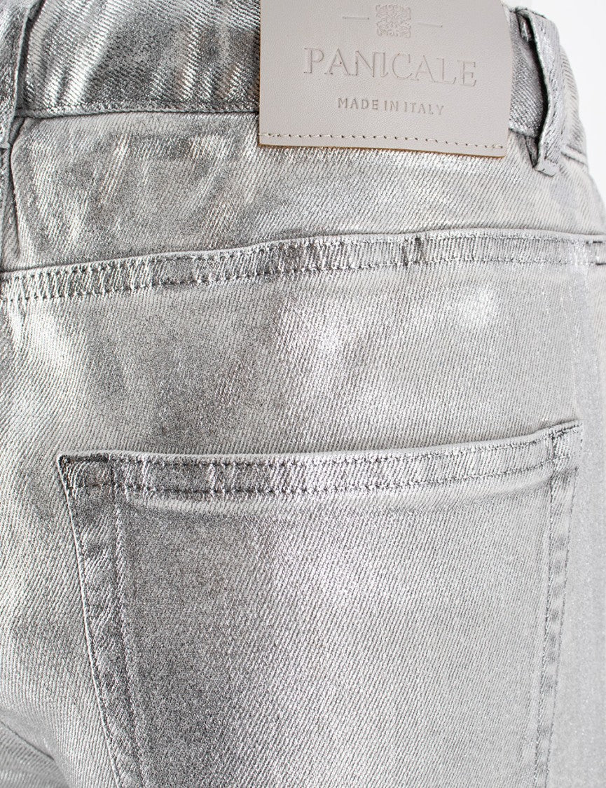 Panicale Laminated Cotton Jeans With Drawstring Waist