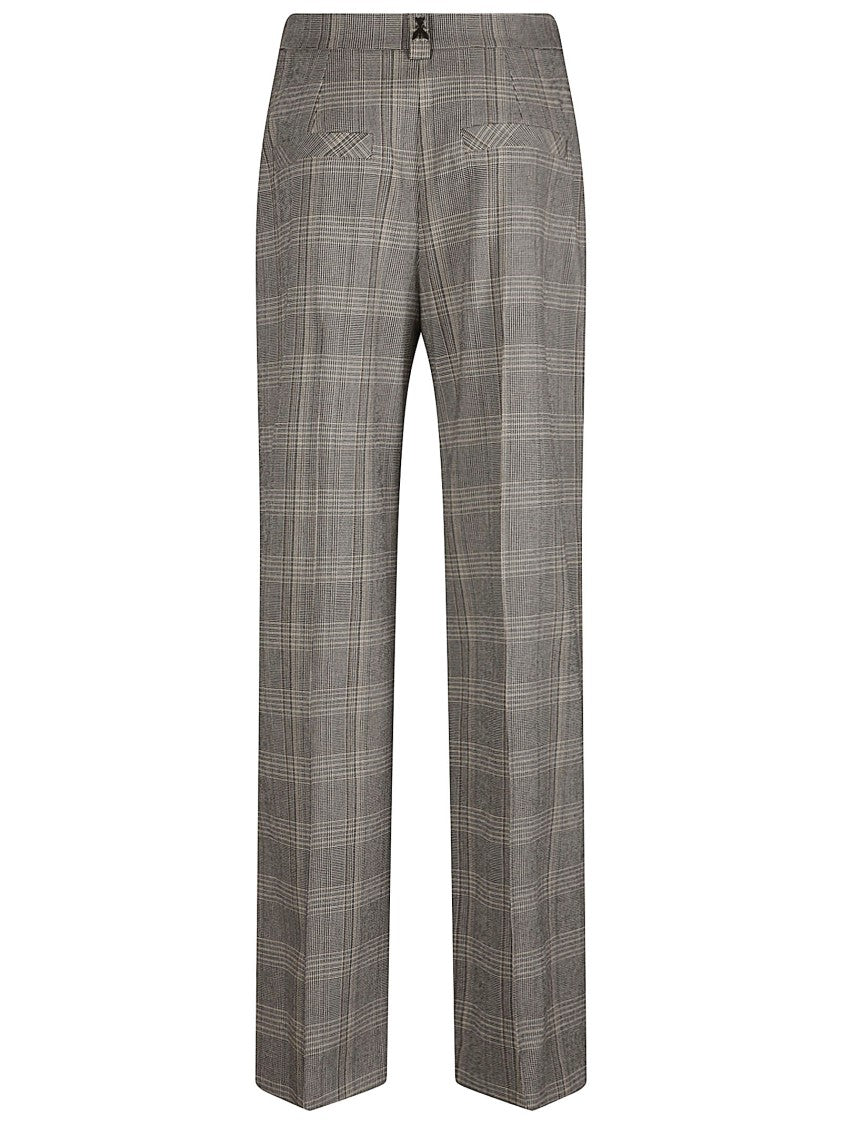Patrizia Pepe Plaid Wide-Leg Pants With Tailored Fit And Mid-Rise Waist